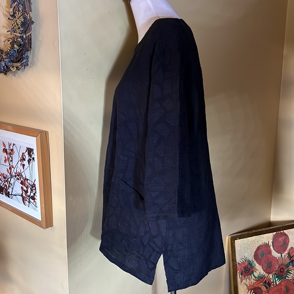 WINDHORSE Size XXL Lagenlook Black Tunic Top Geometric Monochrome Knit 2-pkt NEW - Picture 5 of 15